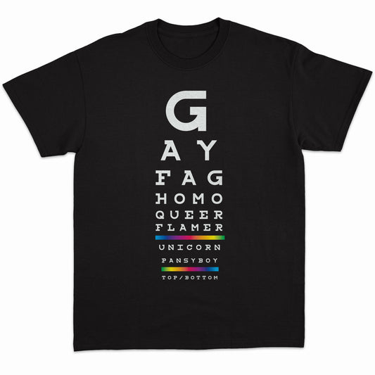 Gay Eye Chart T-Shirt (Queer LGBTQ) -